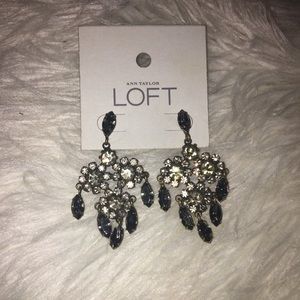Ann Taylor Black and Silver Stone Earrings